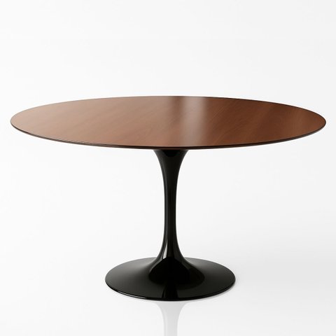 Mesa de Jantar Tulipa Saarinen Redonda 80 Cm Tampo Imbuia Base Preta Linn Design Decor Mesa de Janta