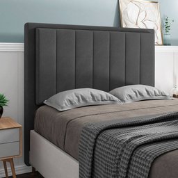 Cabeceira Cama Box King Veneza 195 Cm Suede MV Estofados Cinza - 2