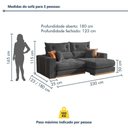 Ver imagem 5 de Sofá Montreal 3 Lugares Retrátil e Reclinável 230cm Cinza