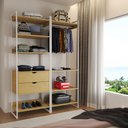 Ver imagem 1 de Guarda Roupa Aberto Industrial Casal 2 Módulos Canela Cabideiro com Gavetas Ferro Branco