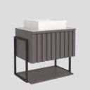 Ver imagem 5 de Gabinete Balcão Suspenso Cuba Marmorite Havaí 65 Cm Aço Banheiro 1 Porta 1 Prateleira Cinza Tit