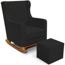 Ver imagem 1 de Poltrona de Amamentação com Balanço e Puff Mavie L02 Suede Preto - Lyam Decor