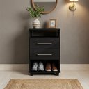 Ver imagem 5 de Mini Cômoda com Gavetas e 2 Nichos Multiuso Preto Repleta