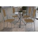 Ver imagem 1 de Conjunto: Mesa de Cozinha Volga C/ Tampo de Vidro 95cm e 4 Cadeiras Lisboa Cromada - Courano