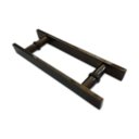 Ver imagem 1 de Puxador H duplo 30x20cm reto barra chata para porta de vidro e portão - Bronze
