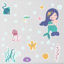 Ver imagem 7 de Adesivo Box de Banheiro Infantil Fundo do Mar Sereia