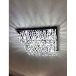 Lustre para Sala de Cristal Legítimo K9 Base Inox 40x40 Cm - 1