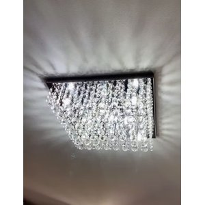 Lustre para Sala de Cristal Legítimo K9 Base Inox 40x40 Cm