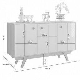 Balcão Buffet Harmonia 3 Portas Cinamomo/Off White - Jcm Móveis - 4