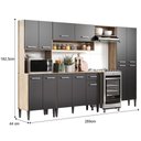 Ver imagem 3 de Cozinha Completa Arizona Plus com Armário e Balcão Carraro - Carvalho/preto Carvalho/preto