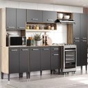 Ver imagem 4 de Cozinha Completa Arizona Plus com Armário e Balcão Carraro - Carvalho/preto Carvalho/preto