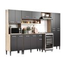 Ver imagem 1 de Cozinha Completa Arizona Plus com Armário e Balcão Carraro - Carvalho/preto Carvalho/preto