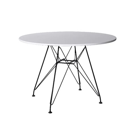 Mesa de Jantar Eames Redonda 90cm Branca com Ferro Preto - Up Home