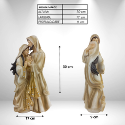 Sagrada Familia Ternura com Strass Dourado em Resina Premium 30 Cm - 6