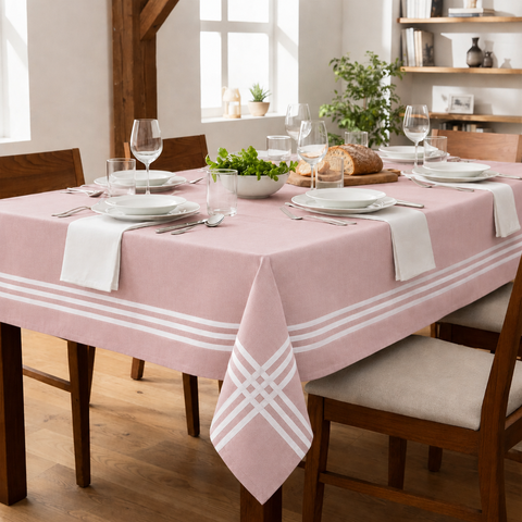 Toalha de Mesa Paris 8 Lugares Algodão 1,40 x 2,50 m Rosa Santa Sofia