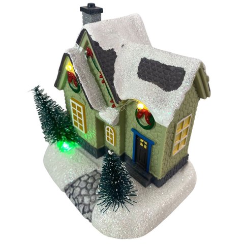 Cenario Natalino Natal Vila Arvore Neve Luz Led Mesa Estante Enfeite Festa Fim de Ano Comemoraçao de