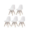 Ver imagem 2 de Conjunto de Mesa de Jantar Eames Eiffel Redonda 100cm Tampo de Madeira Preto com 5 Cadeiras Brancas