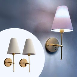 Kit 2 Arandelas de Parede Clássica Dourado com Interruptor Cupula Branco Lâmpada Branco Frio - 3