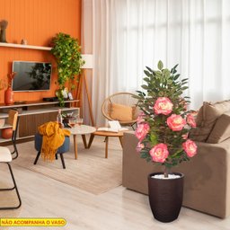 Planta Artificial Roseira Chilena Rosa Degradê 1,30m Altura - 3