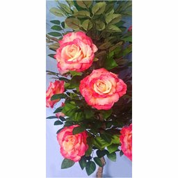 Planta Artificial Roseira Chilena Rosa Degradê 1,30m Altura - 2