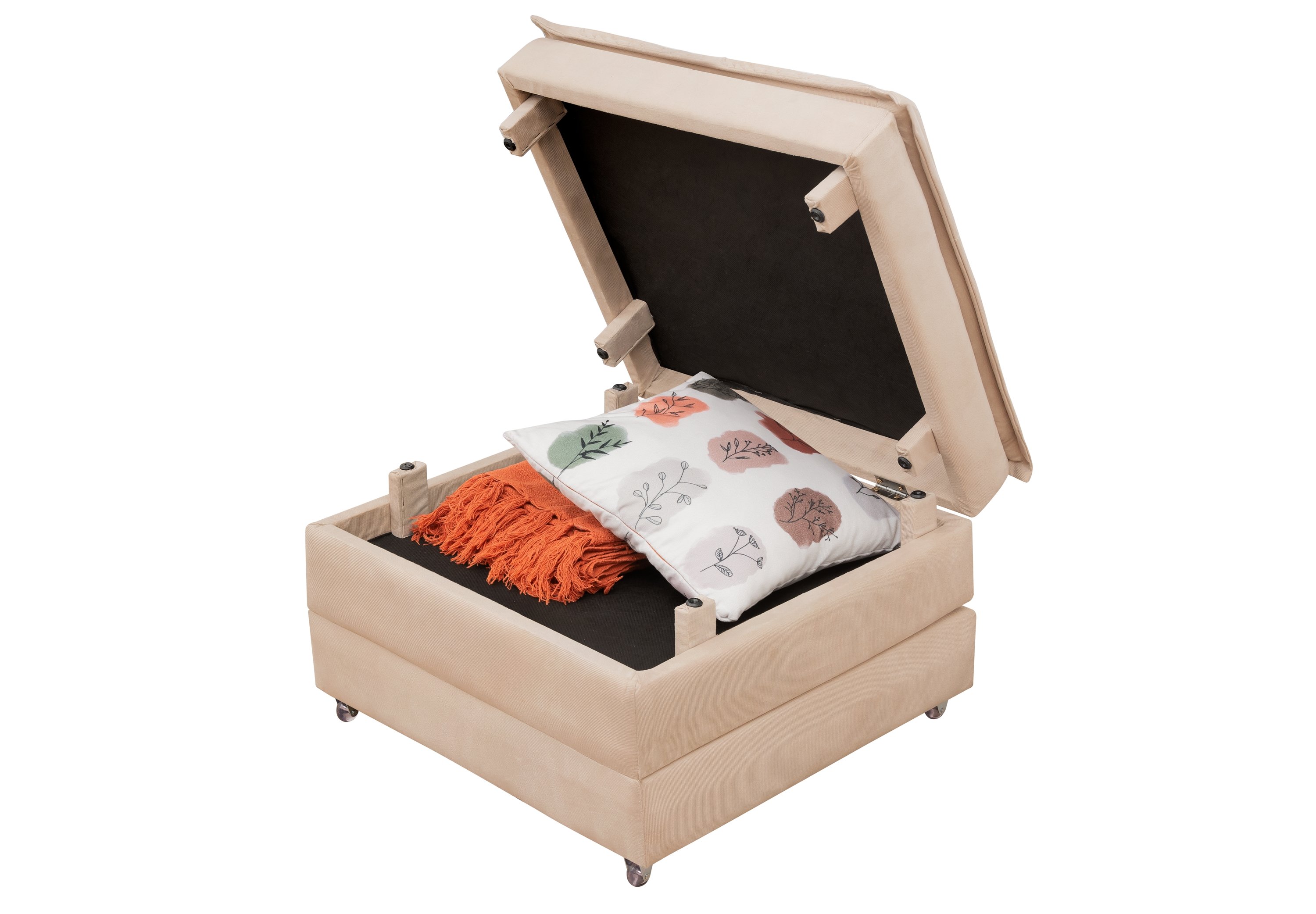 Puff Organizador Dobrável que Vira Colchão Cama Solteiro para Visitas Descanso - Várias Cores:bege - 8