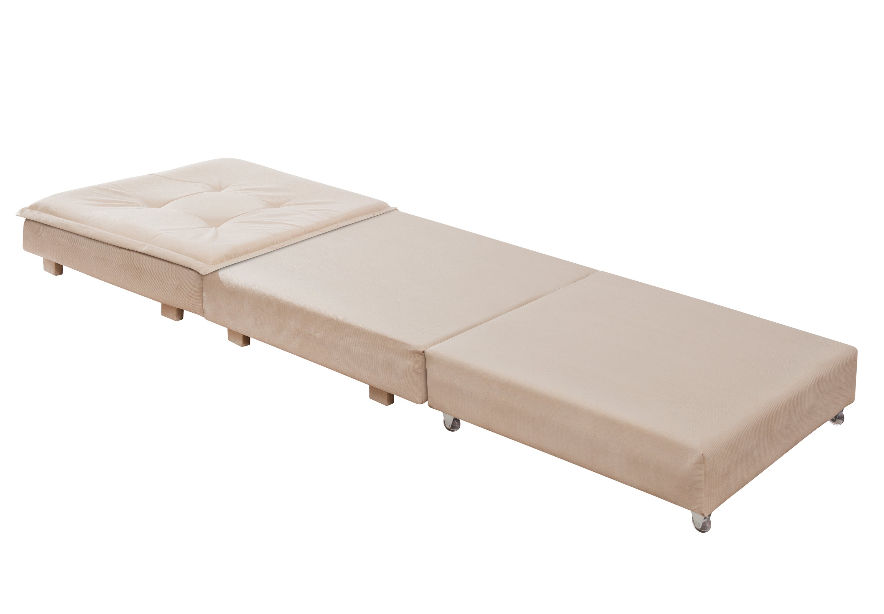 Puff Organizador Dobrável que Vira Colchão Cama Solteiro para Visitas Descanso - Várias Cores:bege - 4