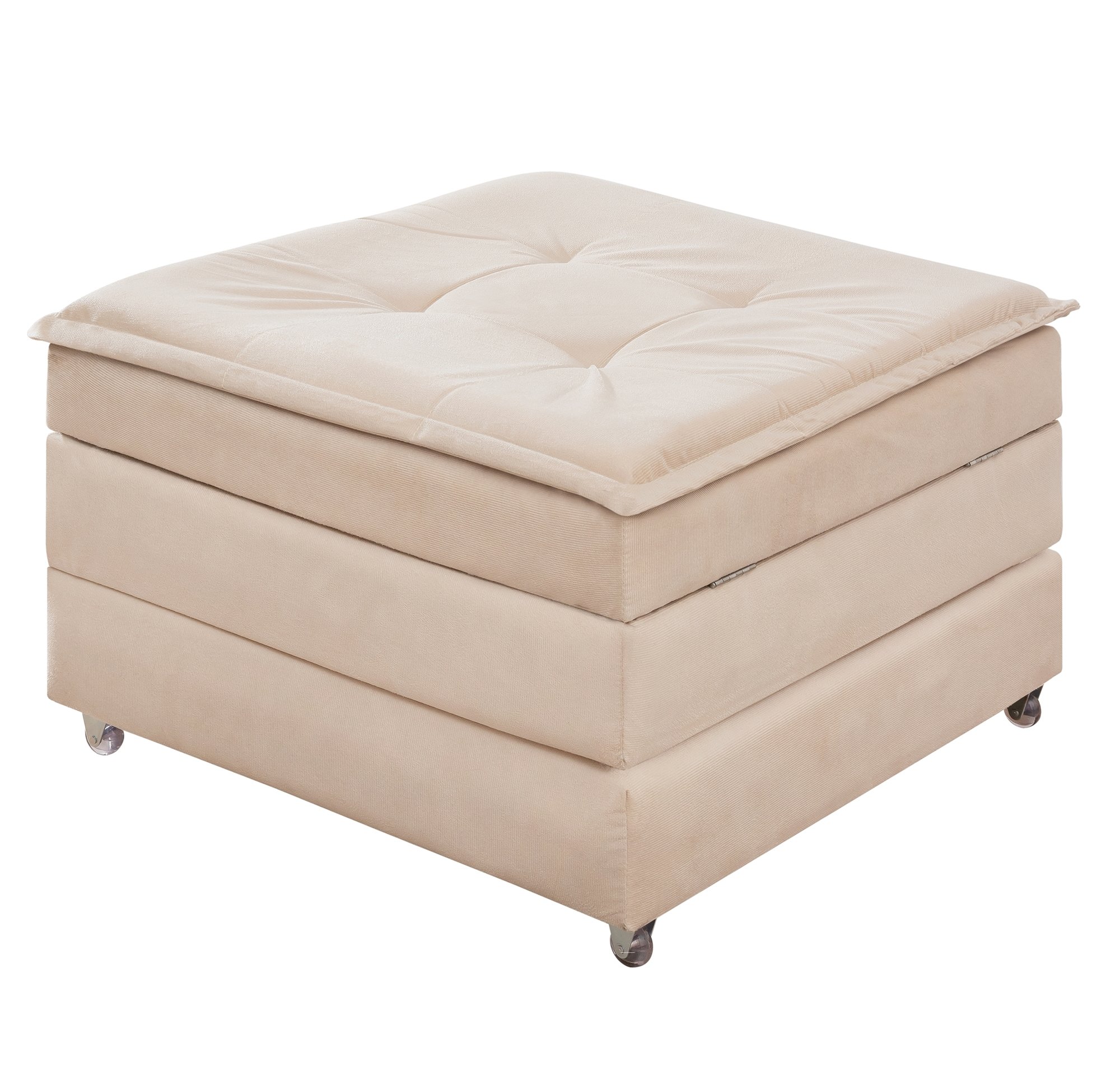 Puff Organizador Dobrável que Vira Colchão Cama Solteiro para Visitas Descanso - Várias Cores:bege - 2
