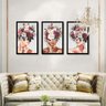 Kit 3 Quadros Decorativos Para Quarto Feminino Sala Quarto Casa Corredor Flores Mulheres Com Moldura - 1