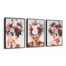 Kit 3 Quadros Decorativos Para Quarto Feminino Sala Quarto Casa Corredor Flores Mulheres Com Moldura - 2