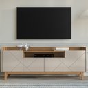 Ver imagem 5 de Rack Bancada Tv 60 Pol 158cm Pé Madeira Margot Off/cedro C14 - Mpozenato