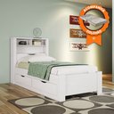 Ver imagem 2 de Cama Solteiro Tomada e Nichos na Cabeceira Invicta com Colchão 2 Gavetas Branco Santos Andirá Gazin