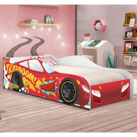 Cama Carro Vrooom Vermelho Solteiro com Colchão