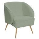 Ver imagem 1 de Poltrona para Sala de Estar Agnes Pés Aço Ouro Fosco Bouclé Verde Claro - Nexta Casa