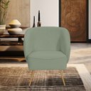 Ver imagem 2 de Poltrona para Sala de Estar Agnes Pés Aço Ouro Fosco Bouclé Verde Claro - Nexta Casa