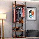 Ver imagem 2 de Closet 4 Prateleiras 1 Cabideiro Estilo Industrial Chess F04 Preto/Solanum - Mpozenato