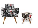Ver imagem 1 de Kit Poltrona Decorativa Nina + Puff Redondo Suede Chaplin Pés Madeira Ms Decor