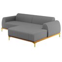 Ver imagem 1 de Sofá 245cm 4 Lugares com Chaise Direito Pés Gold Molino C-416 Linho Cinza Escuro - Domi