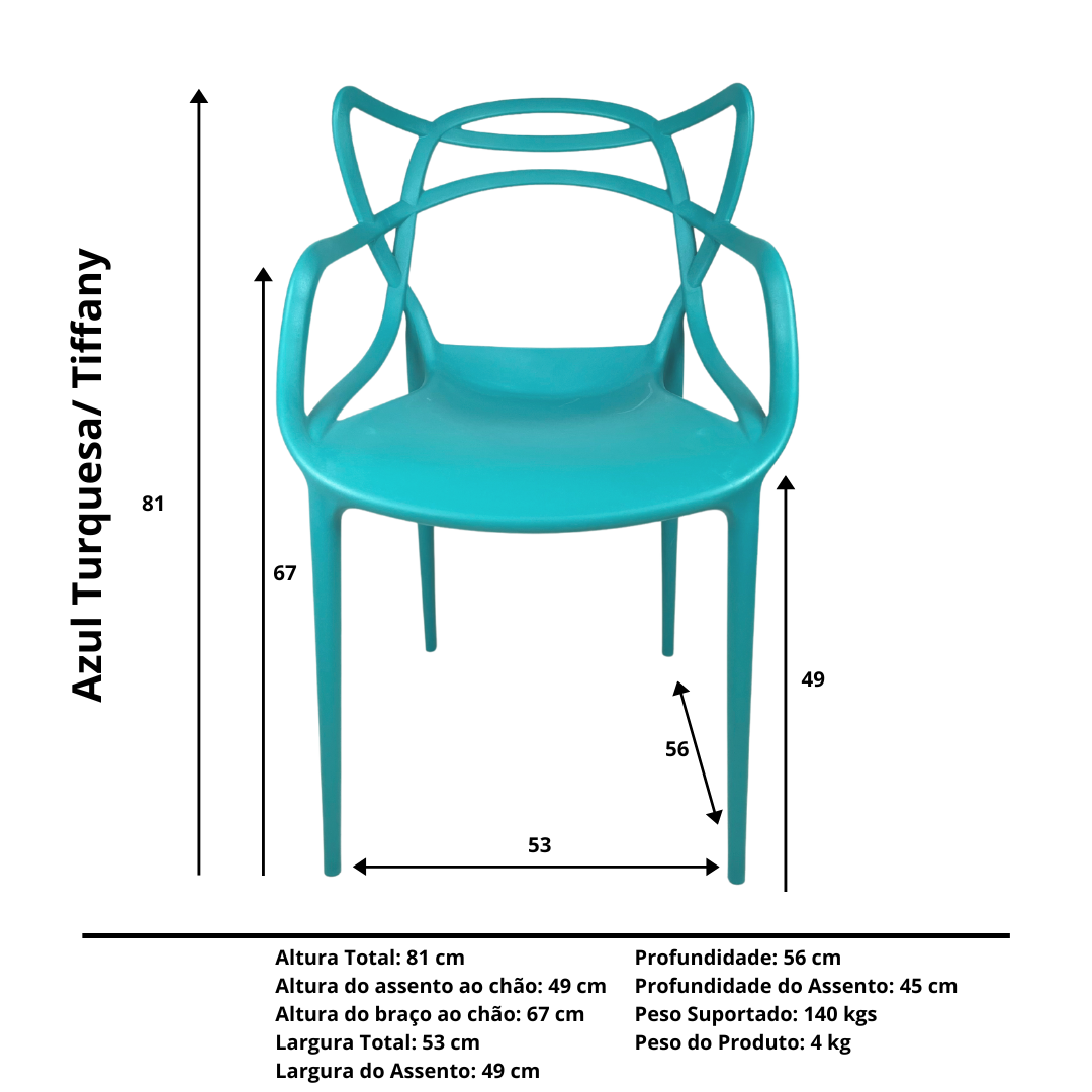 Cadeira Allegra Azul Tiffany / Turquesa - Kit com 6 - 4