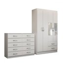 Ver imagem 3 de Guarda-roupa Solteiro Hazel 4 Portas 2 Gavetas e Espelho com Cômoda 10 Gavetas Branco - Panorama Móv
