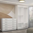 Ver imagem 5 de Guarda-roupa Solteiro Hazel 4 Portas 2 Gavetas e Espelho com Cômoda 10 Gavetas Branco - Panorama Móv