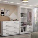 Ver imagem 2 de Guarda-roupa Solteiro Hazel 4 Portas 2 Gavetas e Espelho com Cômoda 10 Gavetas Branco - Panorama Móv