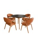 Ver imagem 2 de Kit Mesa de Jantar Redonda 90cm com 4 Poltronas Estofadas Confortáveis para Ambientes Modernos