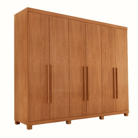 Guarda Roupa Casal Maya 100 Mdf 6 Portas e 6 Gavetas com Pés Moderna Mobília