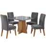 Conjunto Sala de Jantar Salvador Mesa 90x90cm com 4 Cadeiras Flora Mel/grafite/cinza - Casa Giulia - 2