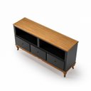 Ver imagem 3 de Rack 3 Gavetas Clássico Pés Luiz Xv Grande MDF Laca Sala Ecomem Preto - Imbuia