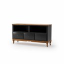 Ver imagem 1 de Rack 3 Gavetas Clássico Pés Luiz Xv Grande MDF Laca Sala Ecomem Preto - Imbuia