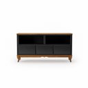 Ver imagem 2 de Rack 3 Gavetas Clássico Pés Luiz Xv Grande MDF Laca Sala Ecomem Preto - Imbuia