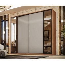 Guarda Roupa Casal Laredo 4 Portas com 2 Portas em Vidro Reflecta Amendola/nude - Demartez/demóbile - 1