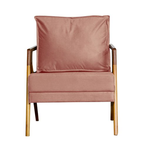 Poltrona Cadeira Mona Recepção - Veludo Rose