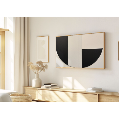 Quadro Decorativo N°97 115x70cm - Panorâmico Abstrato - Preto e Branco - Rollflex
